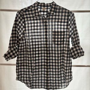 J. Crew L Classic Navy Gingham Button Up